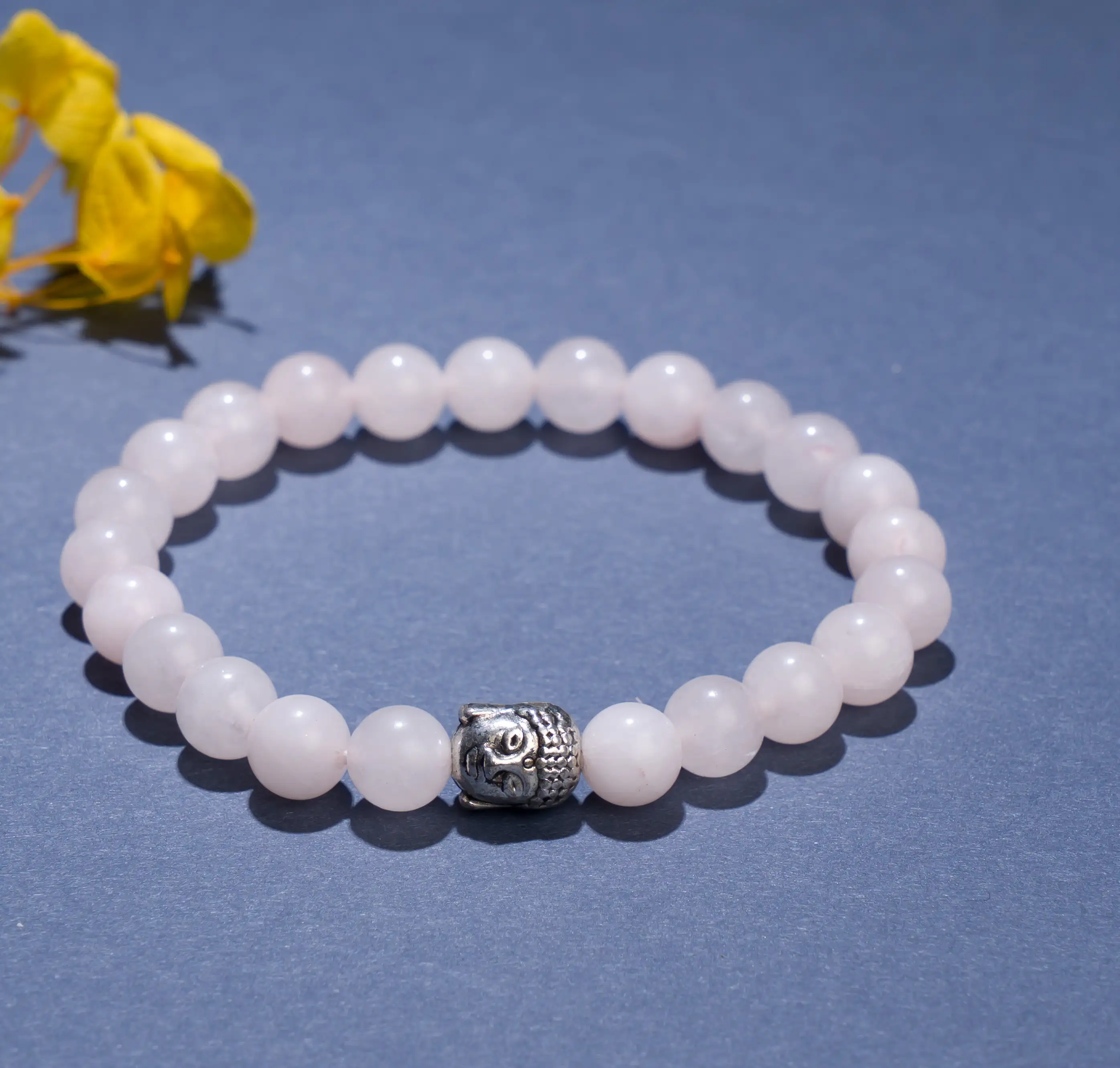 8mm Rose Quartz stone Crystal bracelet with buddha - image 1
