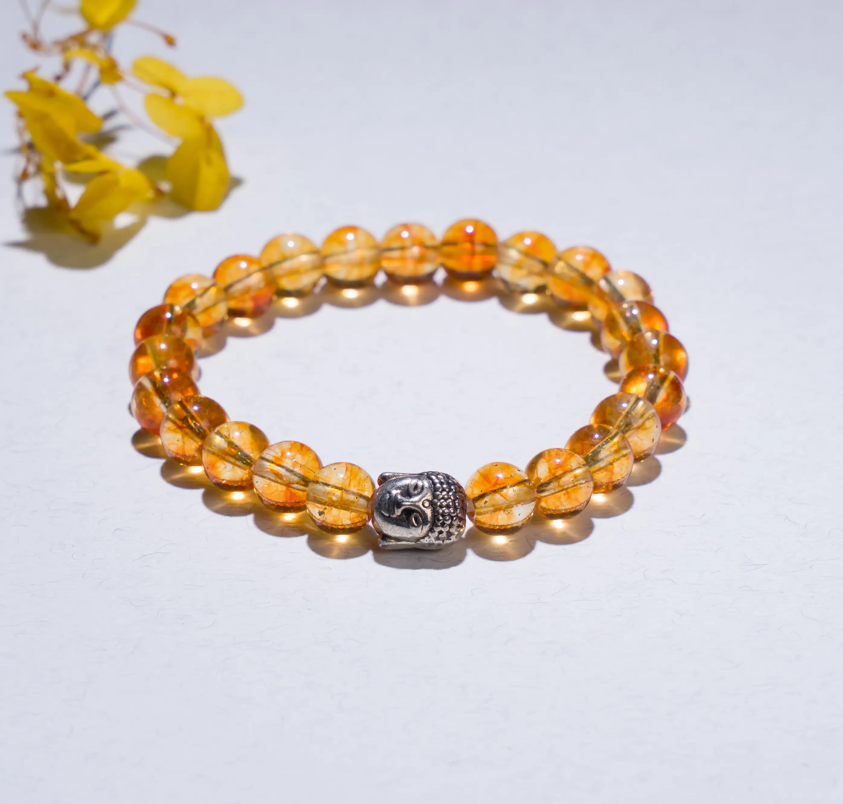 8mm Citrine Crystal bracelet with buddha - image 1