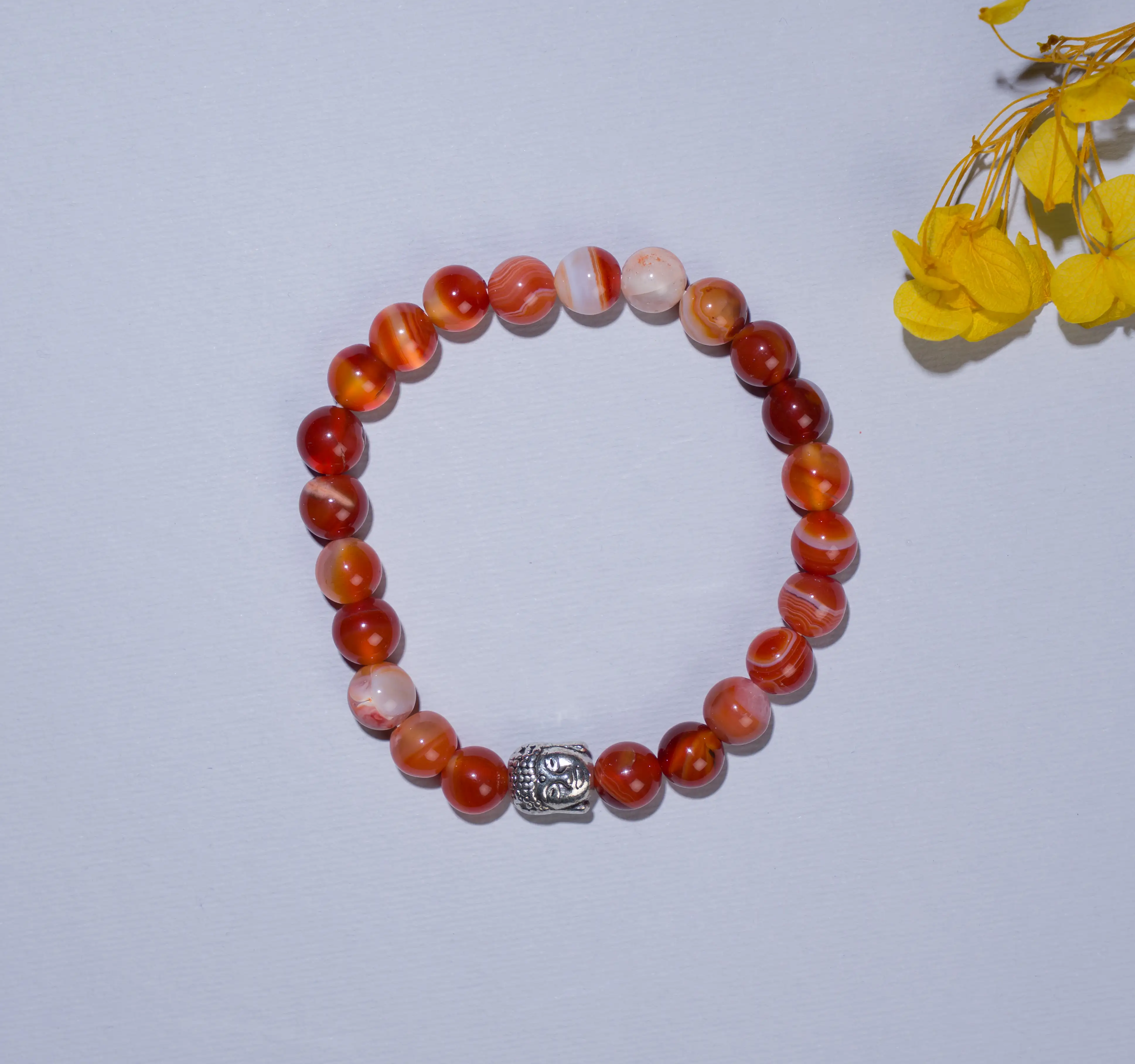 8mm Carnelian Crystal bracelet with buddha - image 2