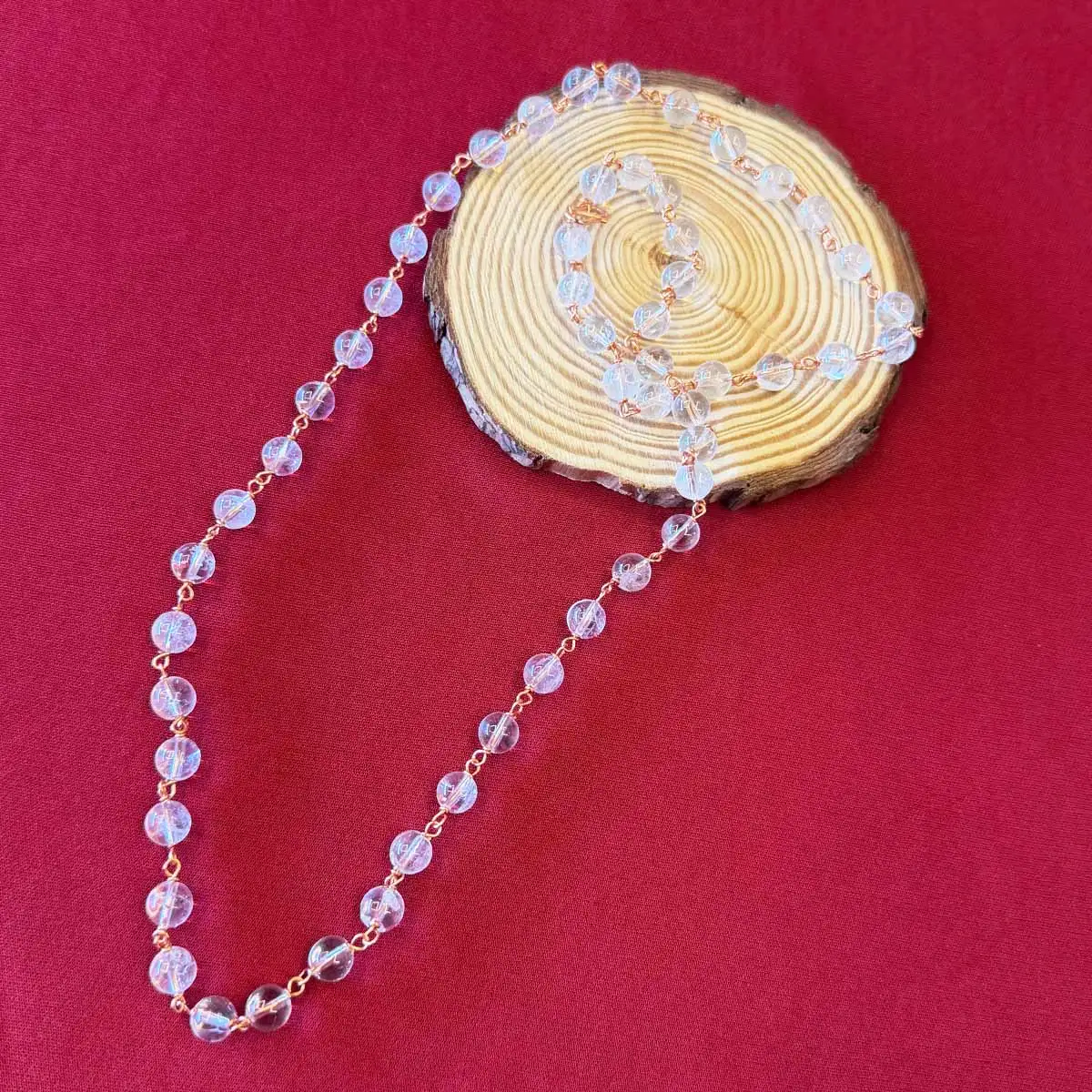 Copper Wire Spadigam Mala 54 Beads 8mm – Sphatik Crystal - image 2