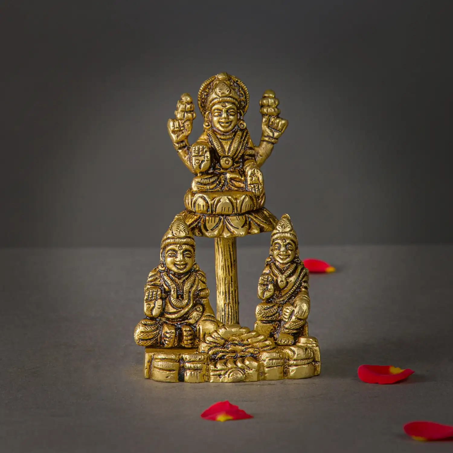 4 inches Brass Kubera Lakshmi and Chithirini Devi Idol - image 1