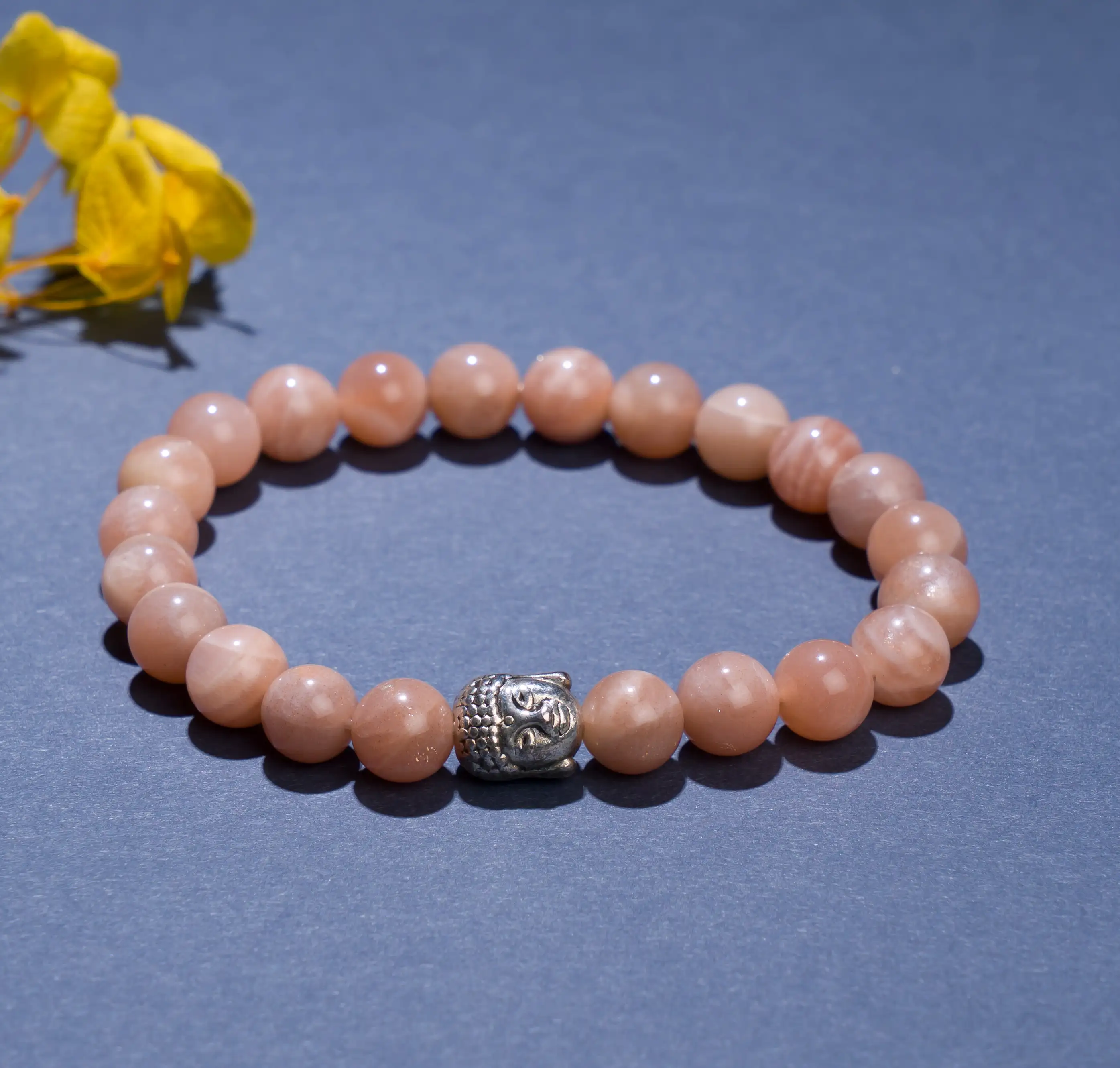 8mm Sunstone stone Crystal bracelet with buddha - image 1