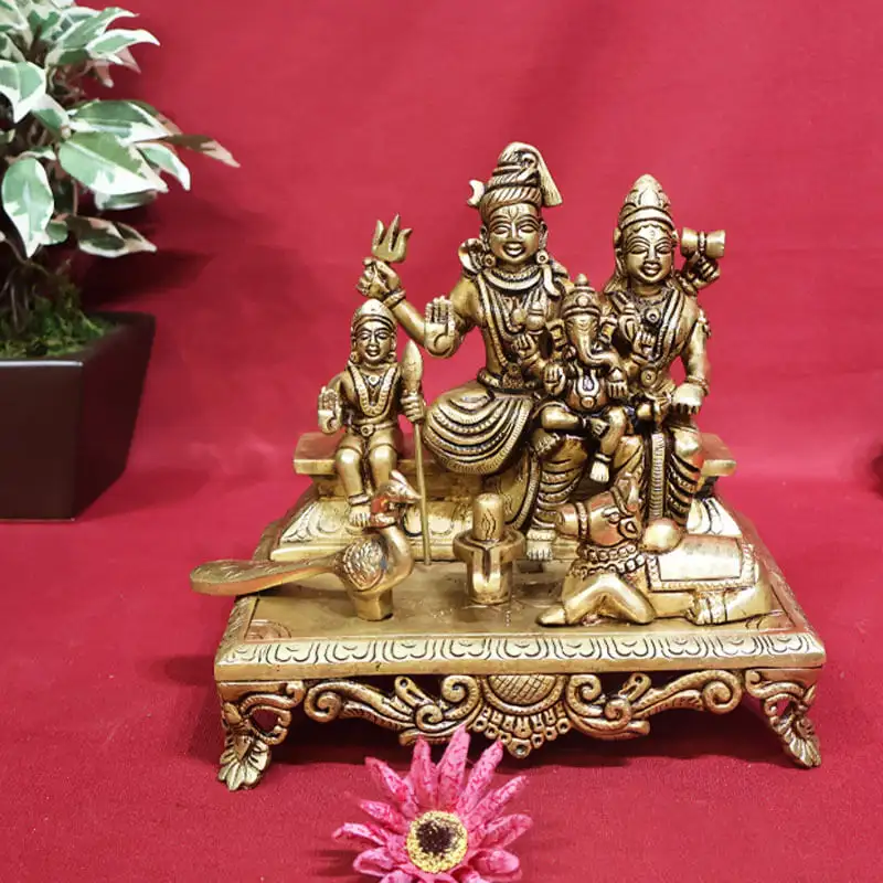 7 inches Brass Lord Shiva family set statue SC - image 1