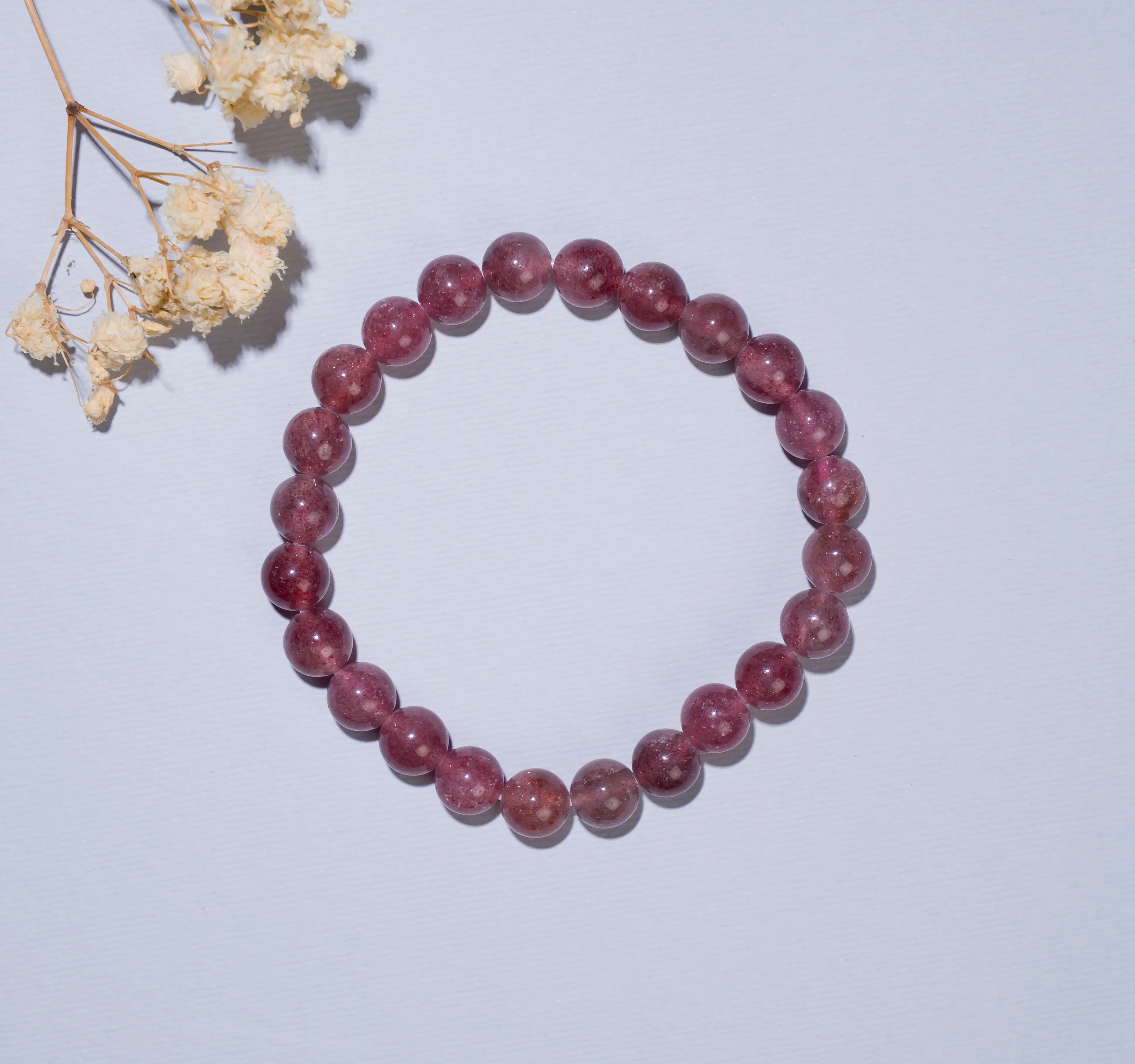 8mm Strawberry Quartz crystal bracelet - image 2