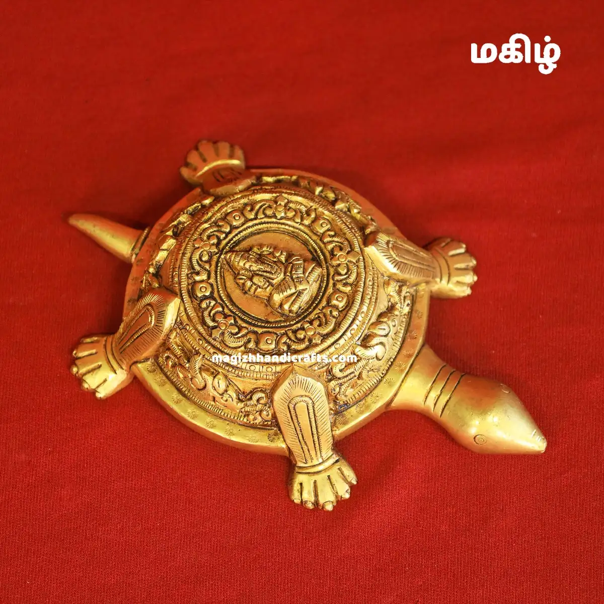 Brass Tortoise with Ganesha idol - 7 inches - image 1