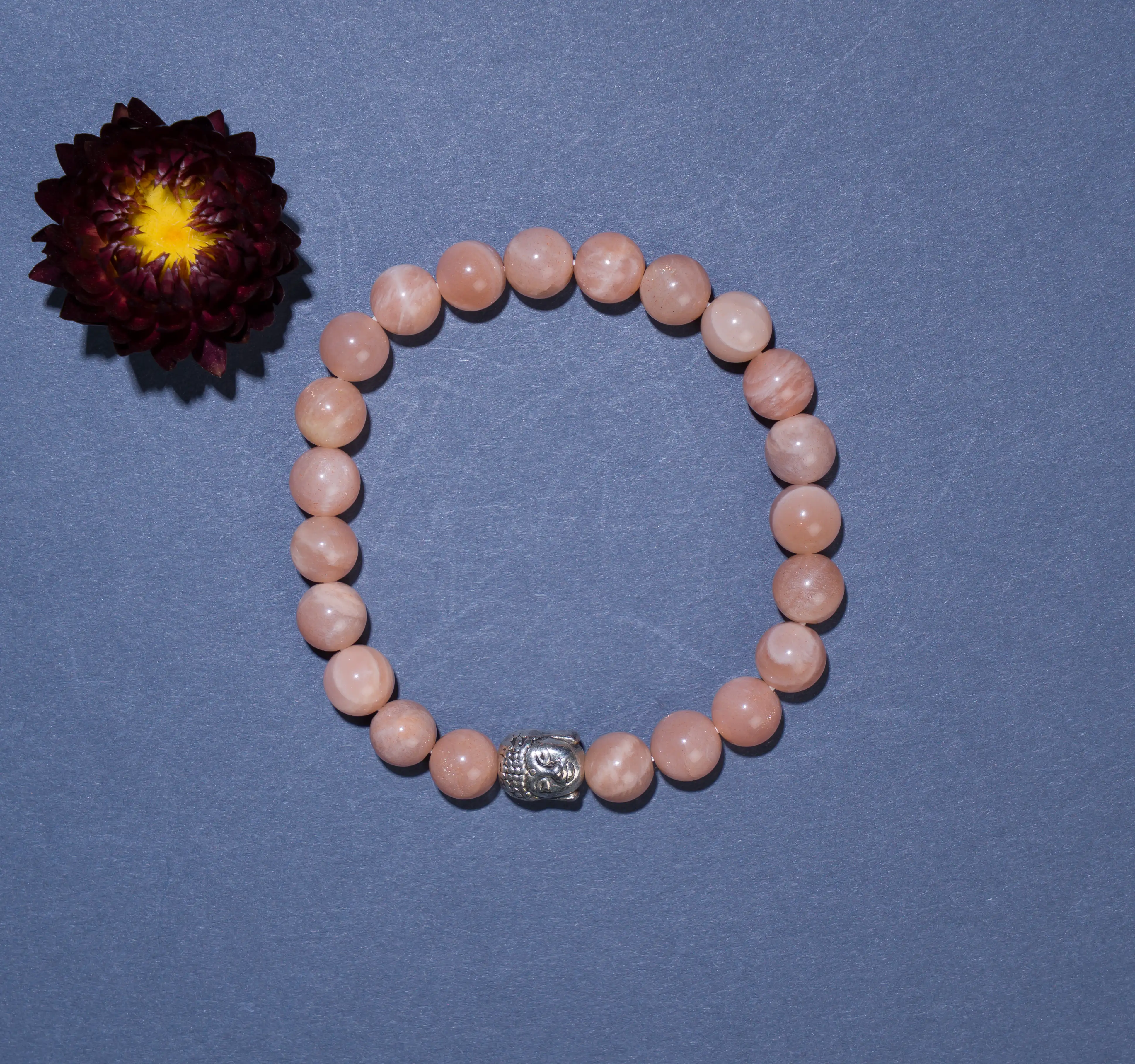 8mm Sunstone stone Crystal bracelet with buddha - image 2