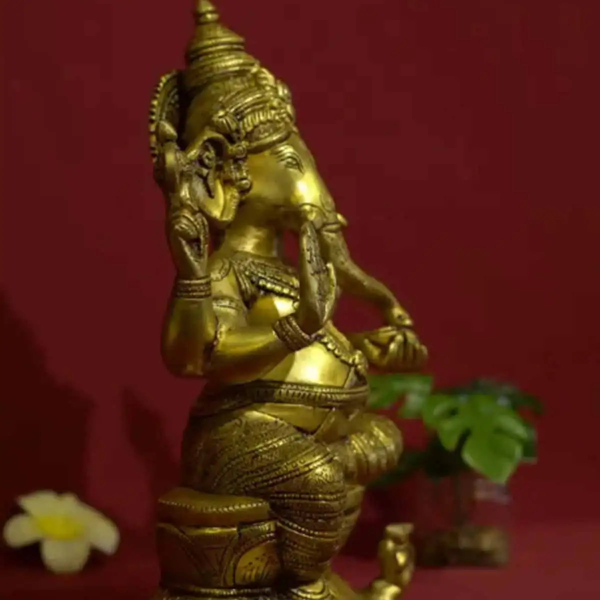1 feet Grass Sitting pillayar Statue - image 2