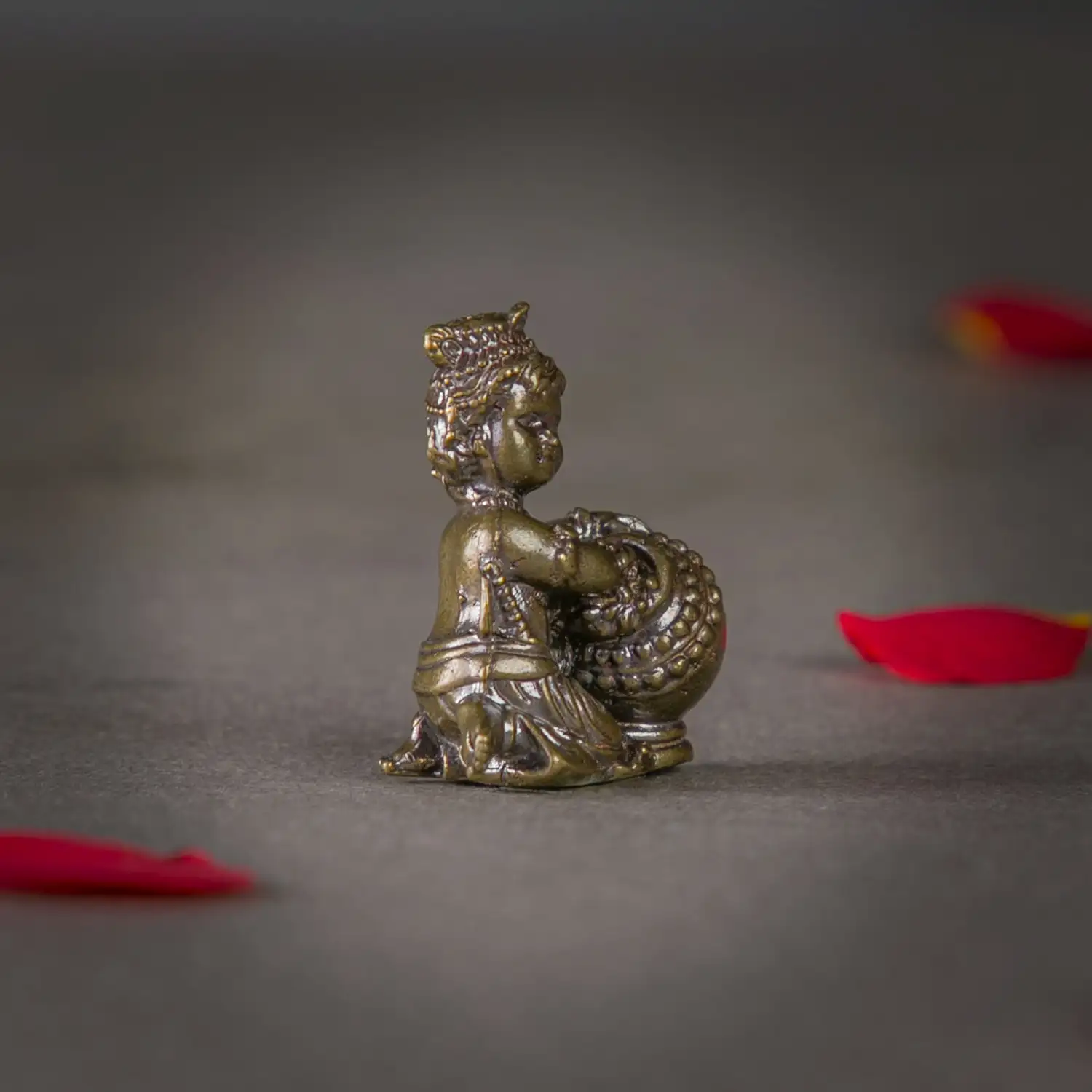 1 inch Mini Brass vennai matka baby Krishna idol - image 2