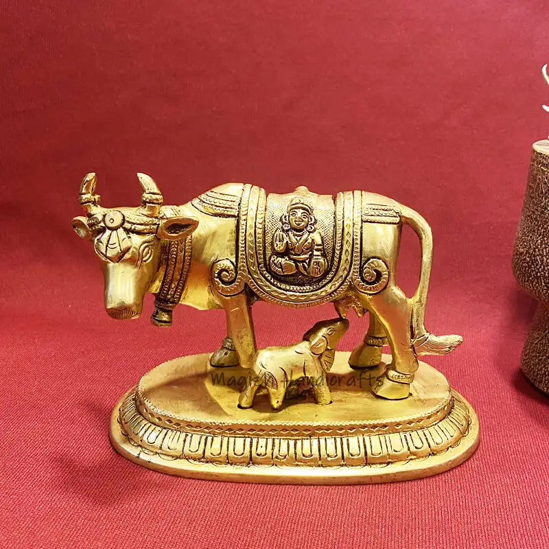 Brass Gomatha Ganesha and Lakshmi 4 inches - image 2