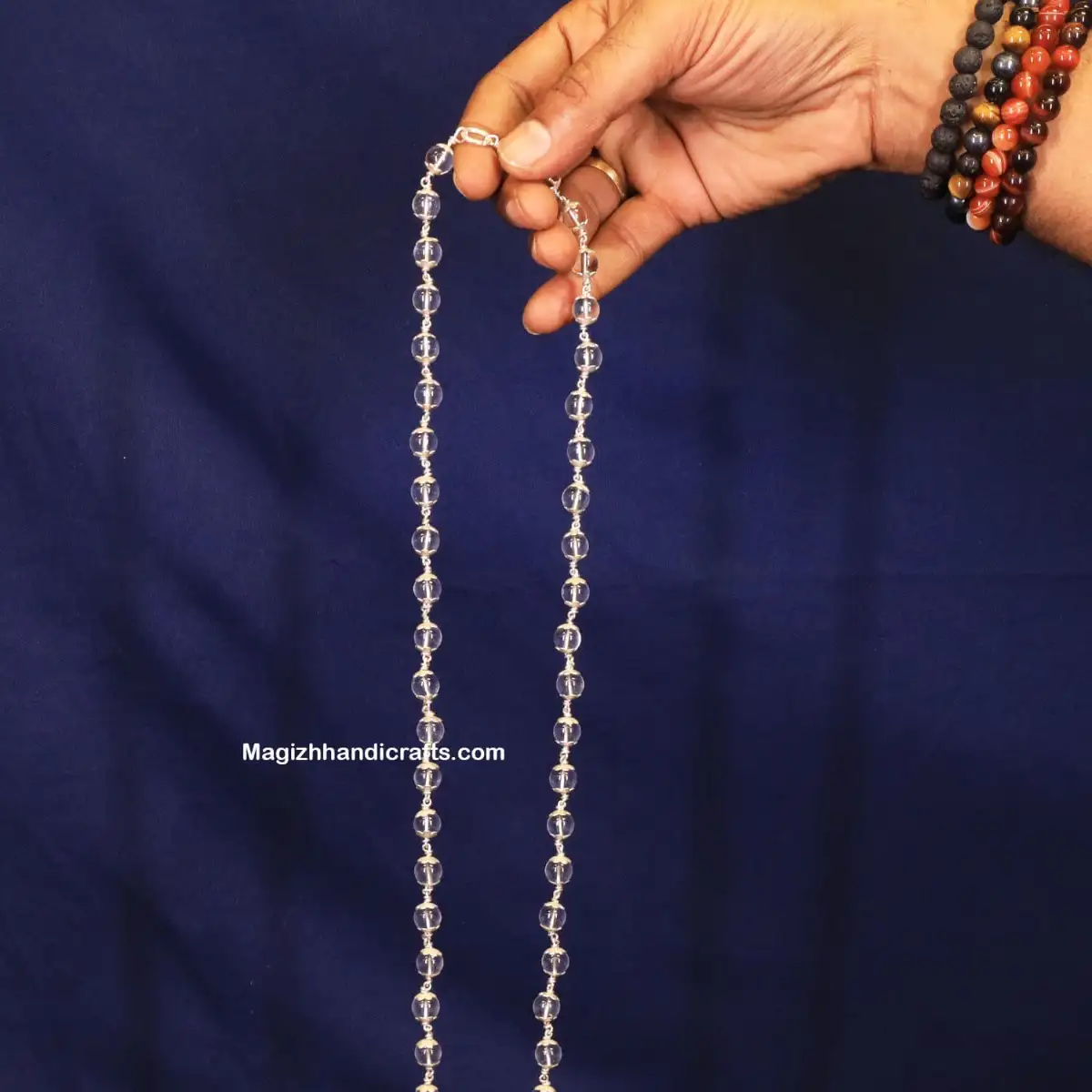 8mm Spadigam malai with Silver cup 54 beads - image 2