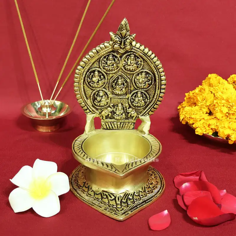 7 inches Brass Ashta Lakshmi Lamp - image 1