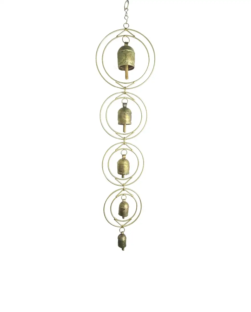 Vastu Wind Chimes 5 bells Iron copper double ring shape fengshui - image 2