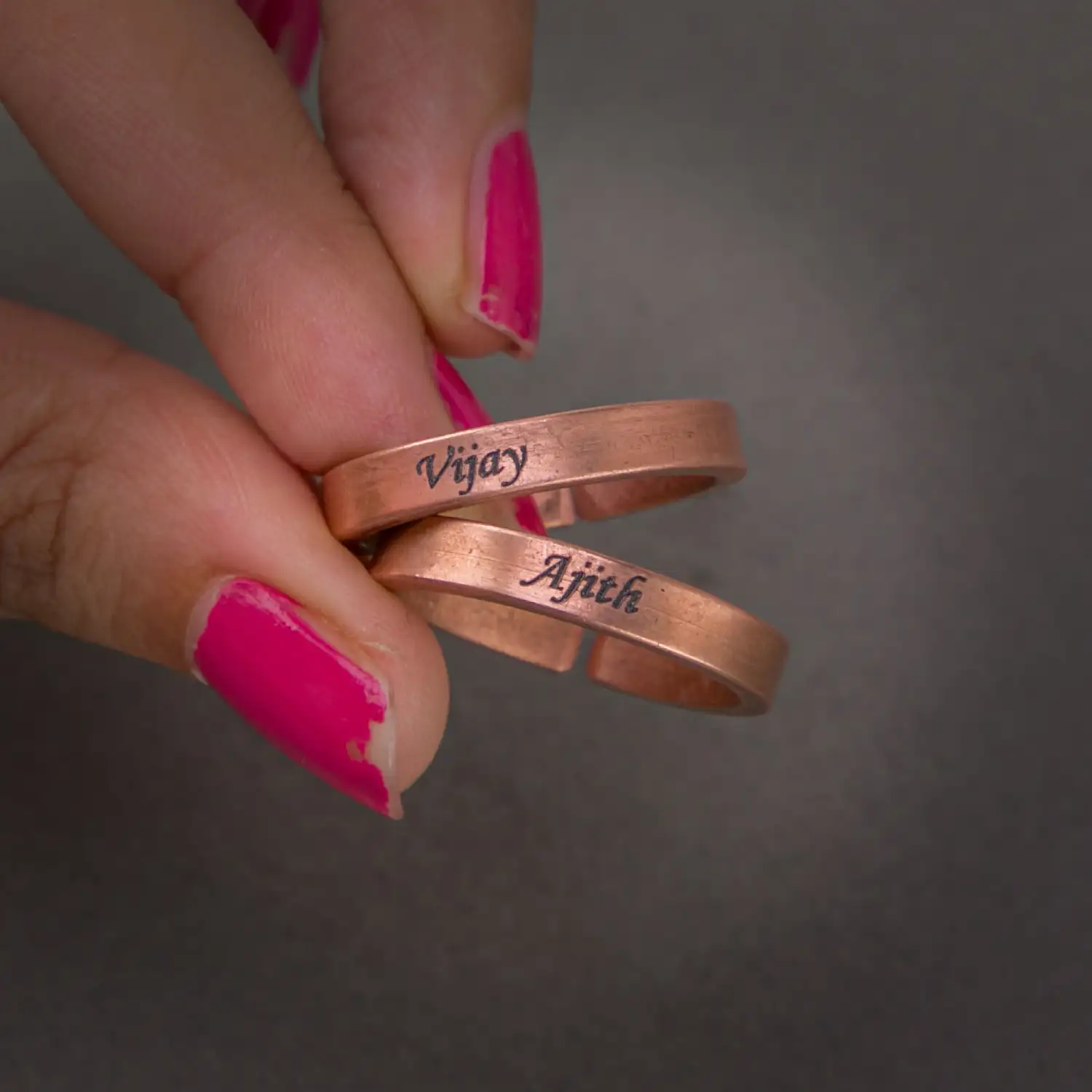 Pure Copper Finger Ring for women and men with customised name on it. - image 2