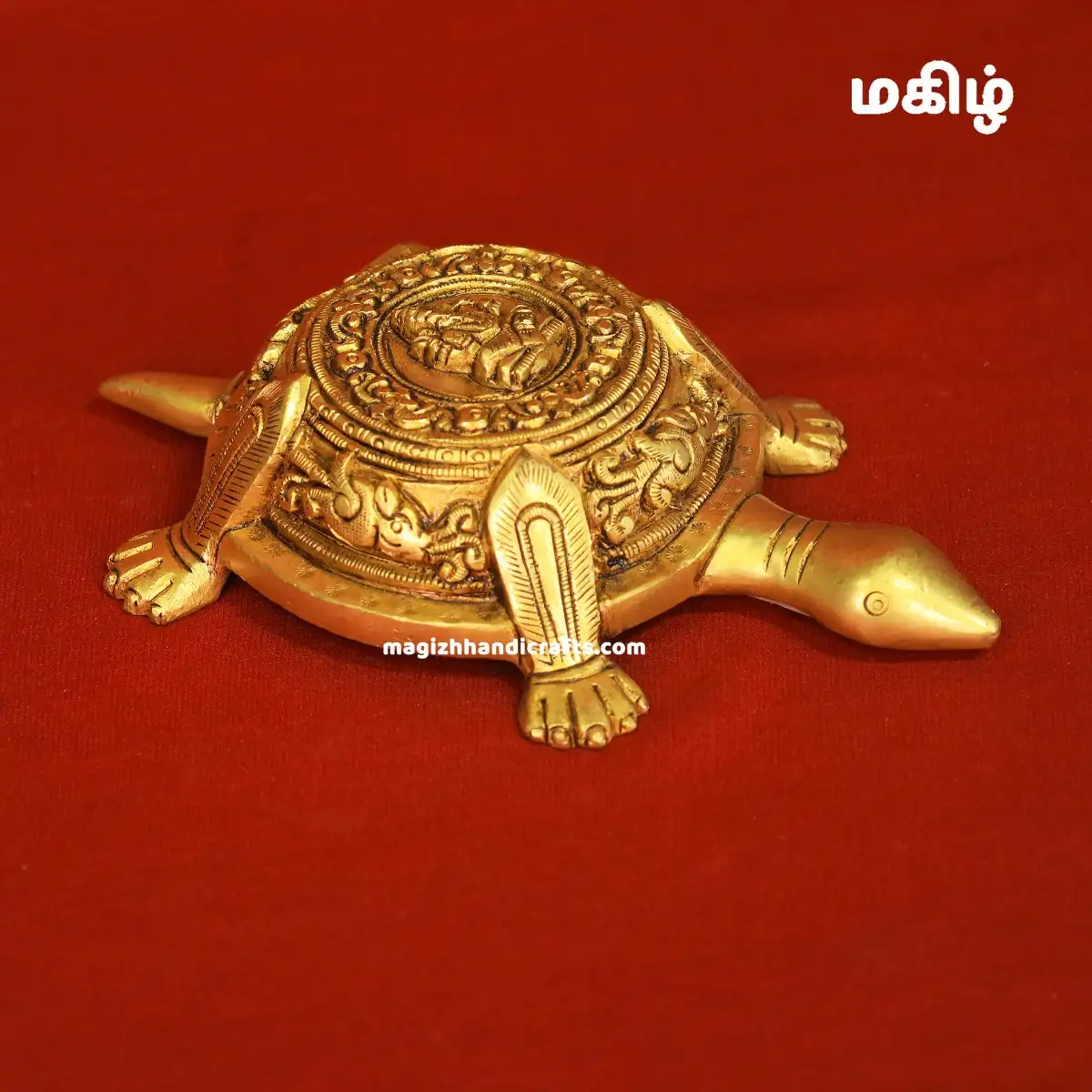 Brass Tortoise with Ganesha idol - 7 inches - image 2