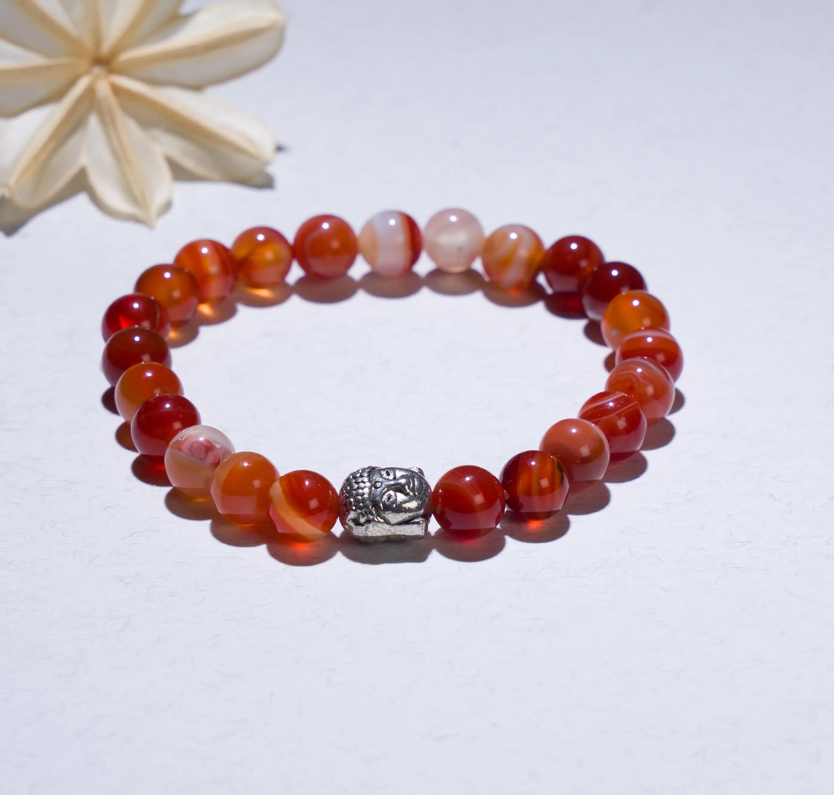 8mm Carnelian Crystal bracelet with buddha - image 1