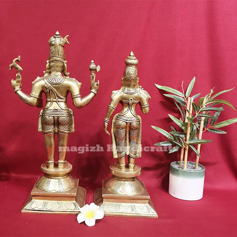 Brass Lord Shiva Parvathi Idol - 18 inches - image 2