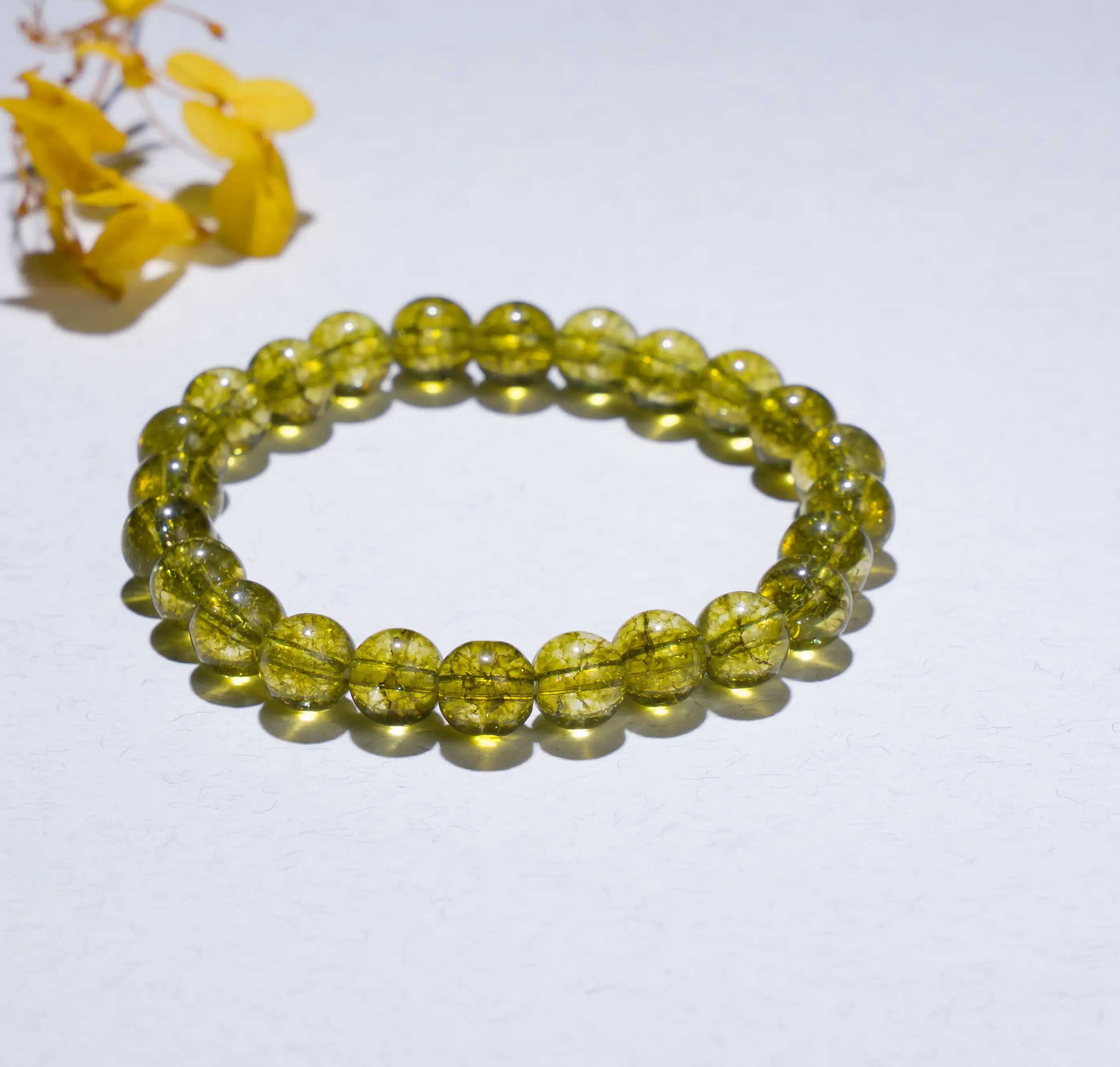 8mm Peridot Crystal Bracelet - image 1
