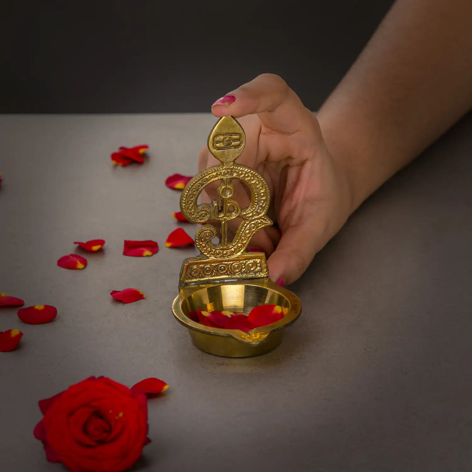 4 inches Om Vel Brass Vilakku - image 1