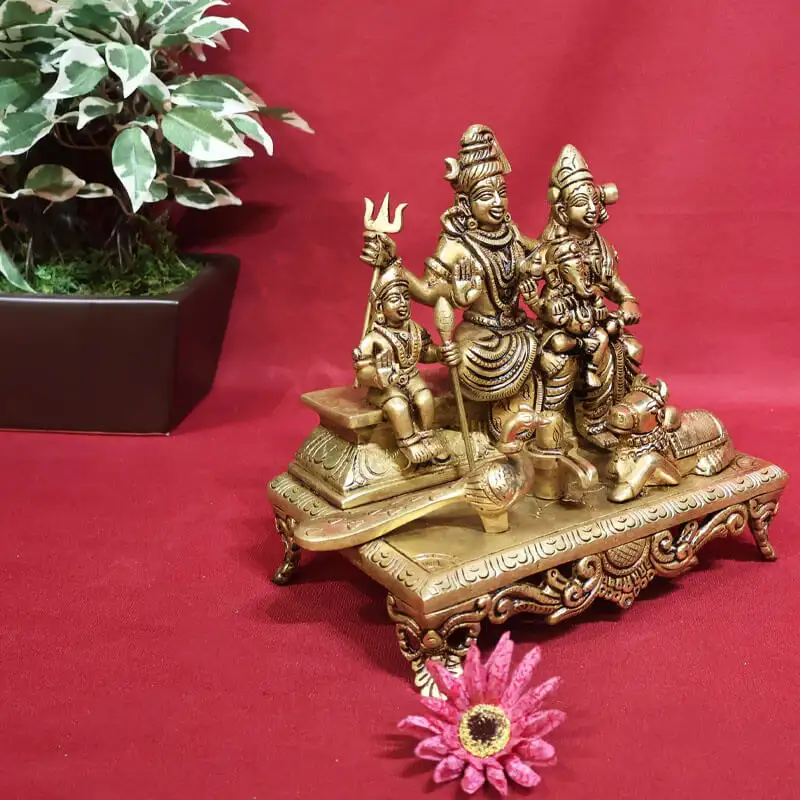 7 inches Brass Lord Shiva family set statue SC - image 2