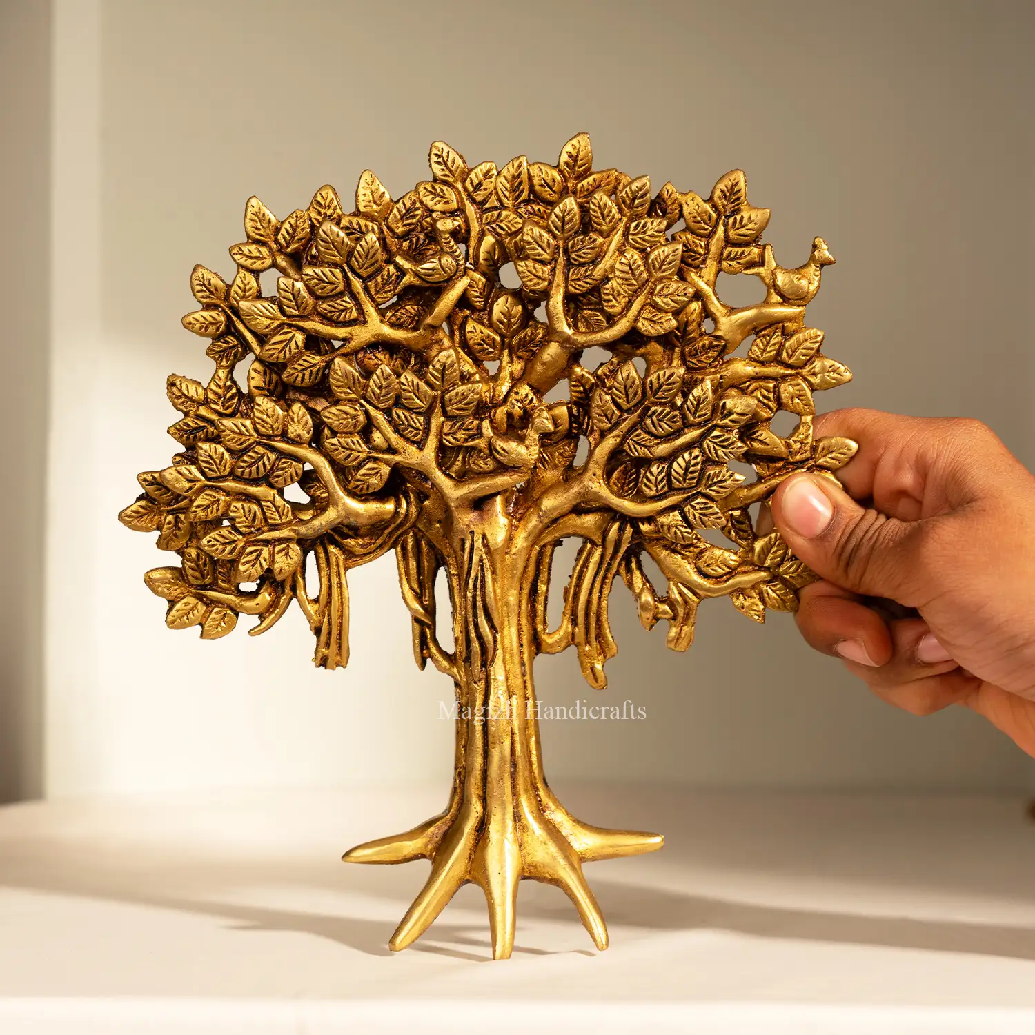 8 Inch Brass Kalpavriksha Tree of Life Wall Hanging - image 1