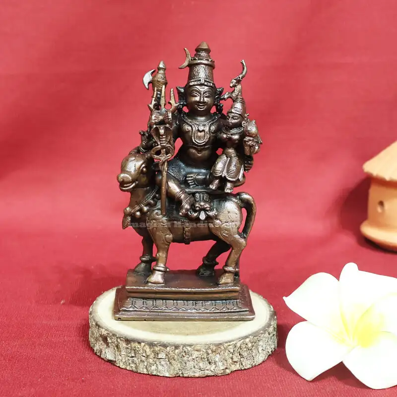 Copper Lord Siva with Parvathi - 4.5 inches - image 1