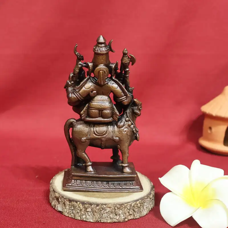 Copper Lord Siva with Parvathi - 4.5 inches - image 2