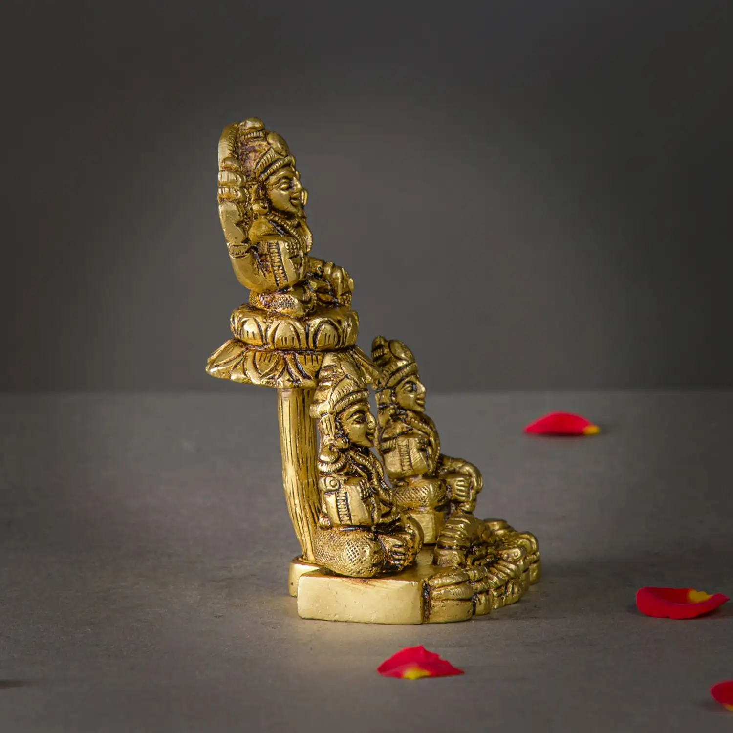 4 inches Brass Kubera Lakshmi and Chithirini Devi Idol - image 2