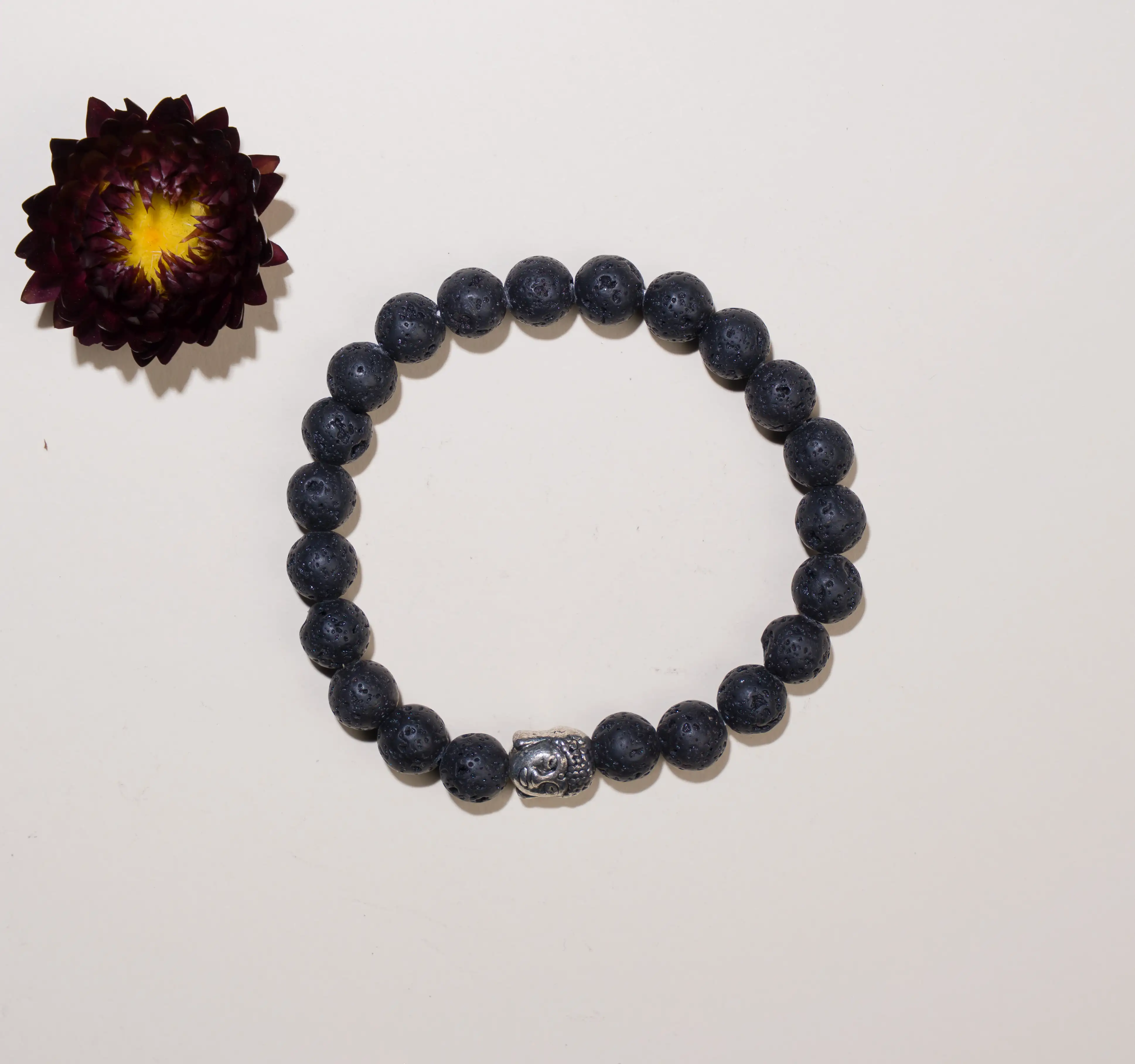 8mm Lava stone Crystal bracelet with buddha - image 2