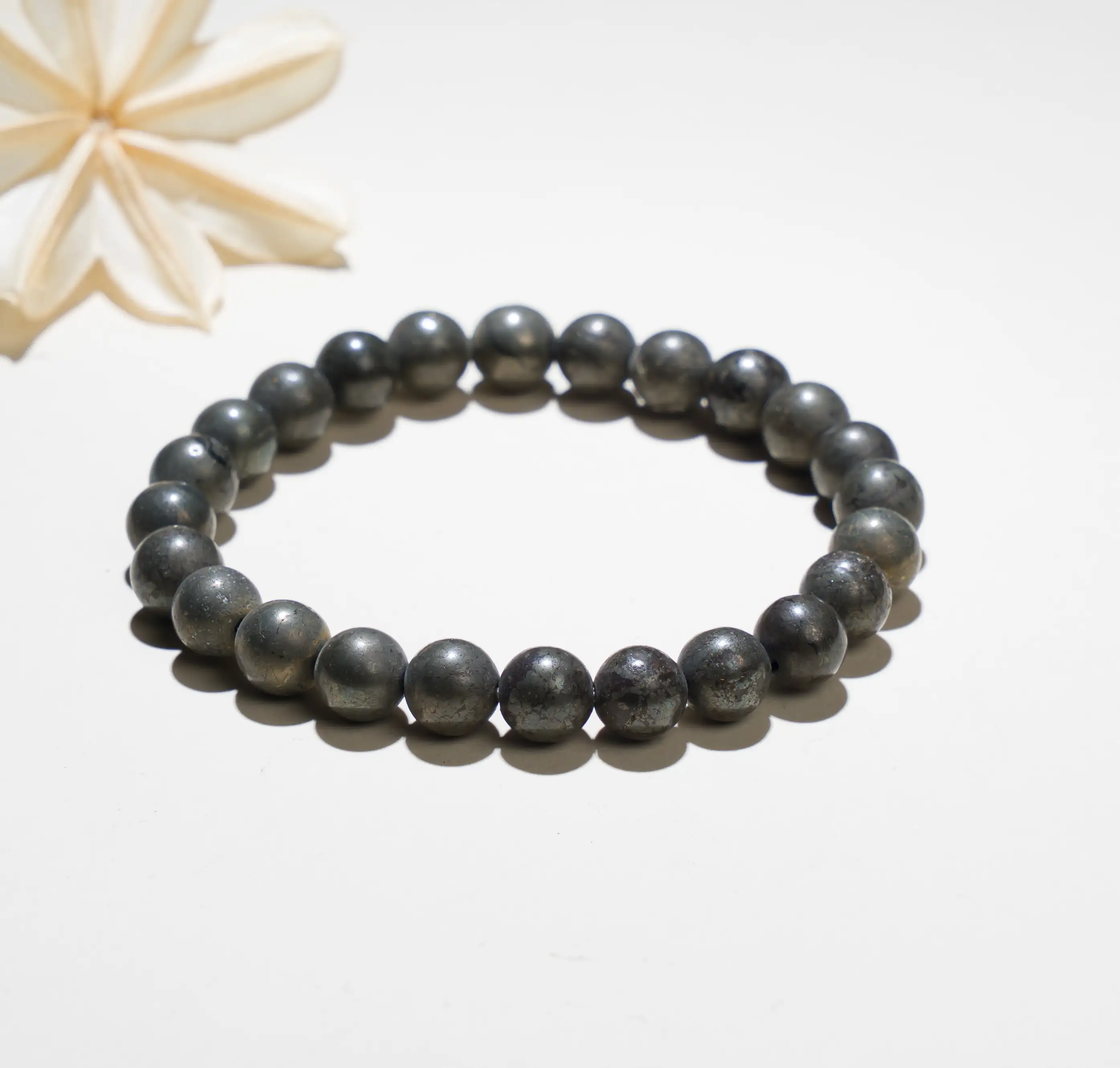 8mm Pyrite Crystal Stone Bracelet - image 1