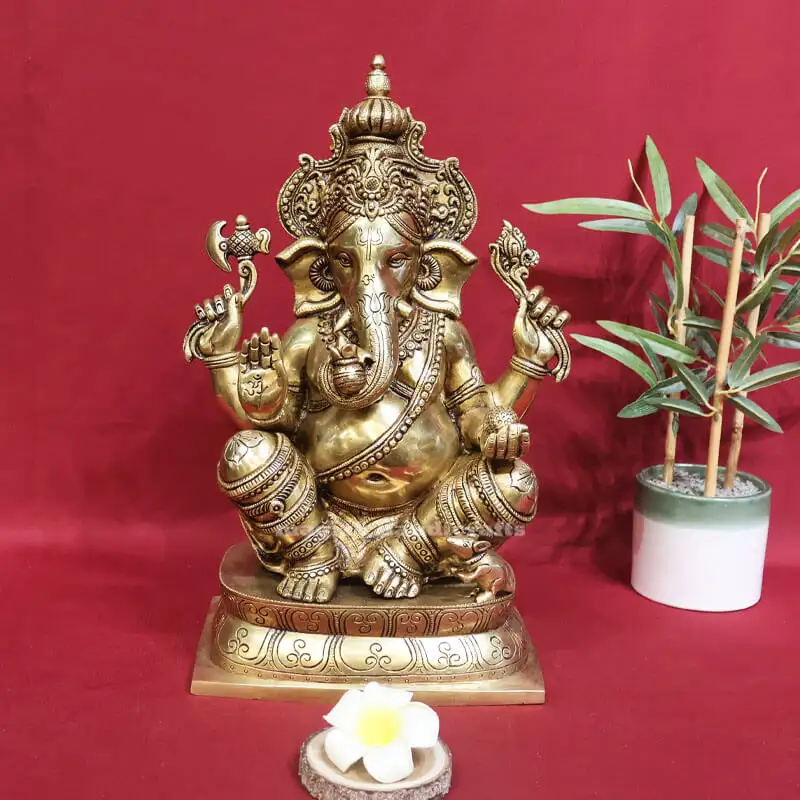 16 inches Brass Lord Ganesha Valampori Vinayagar idol SC - image 1