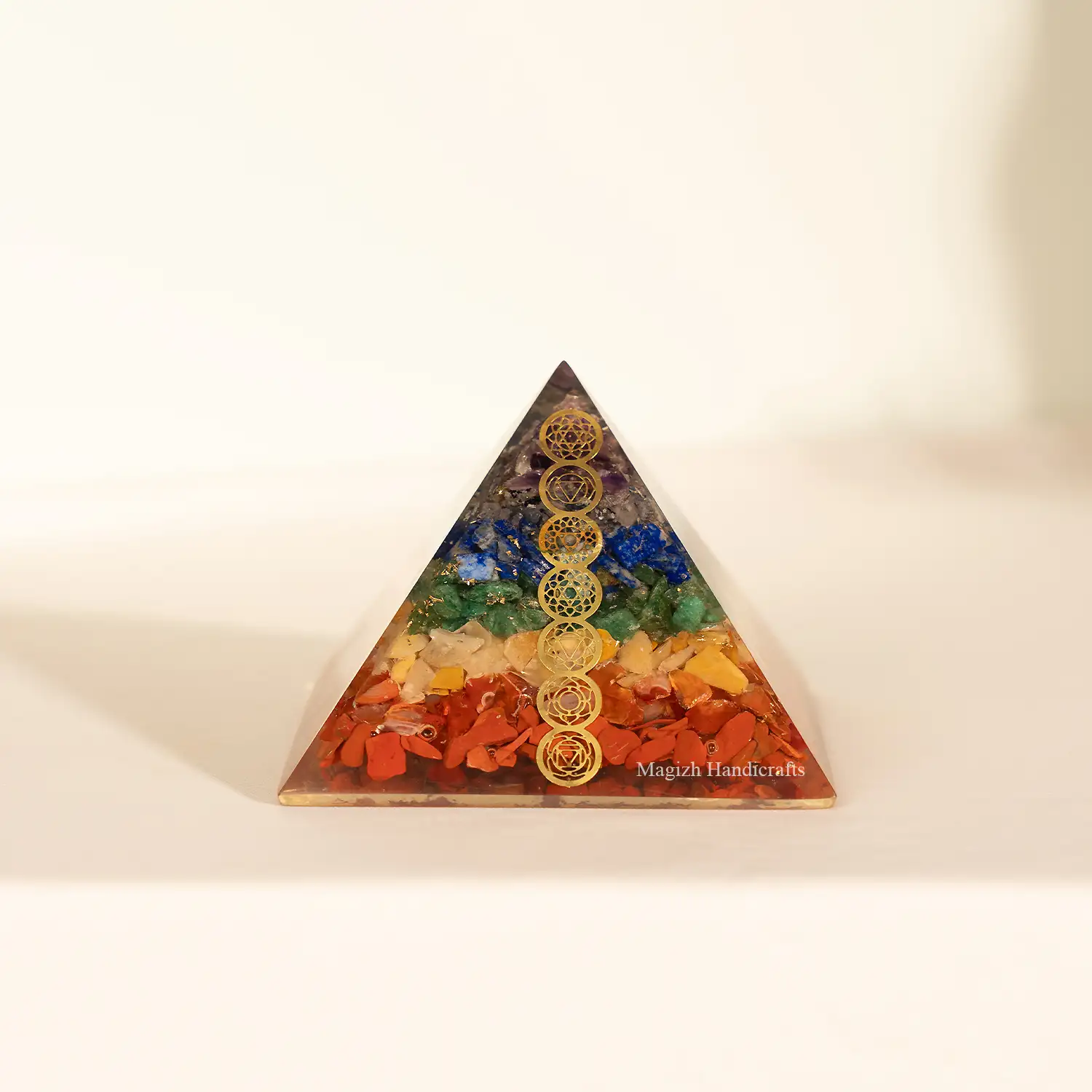 7 Chakra Healing Stones Resin Pyramid - image 1