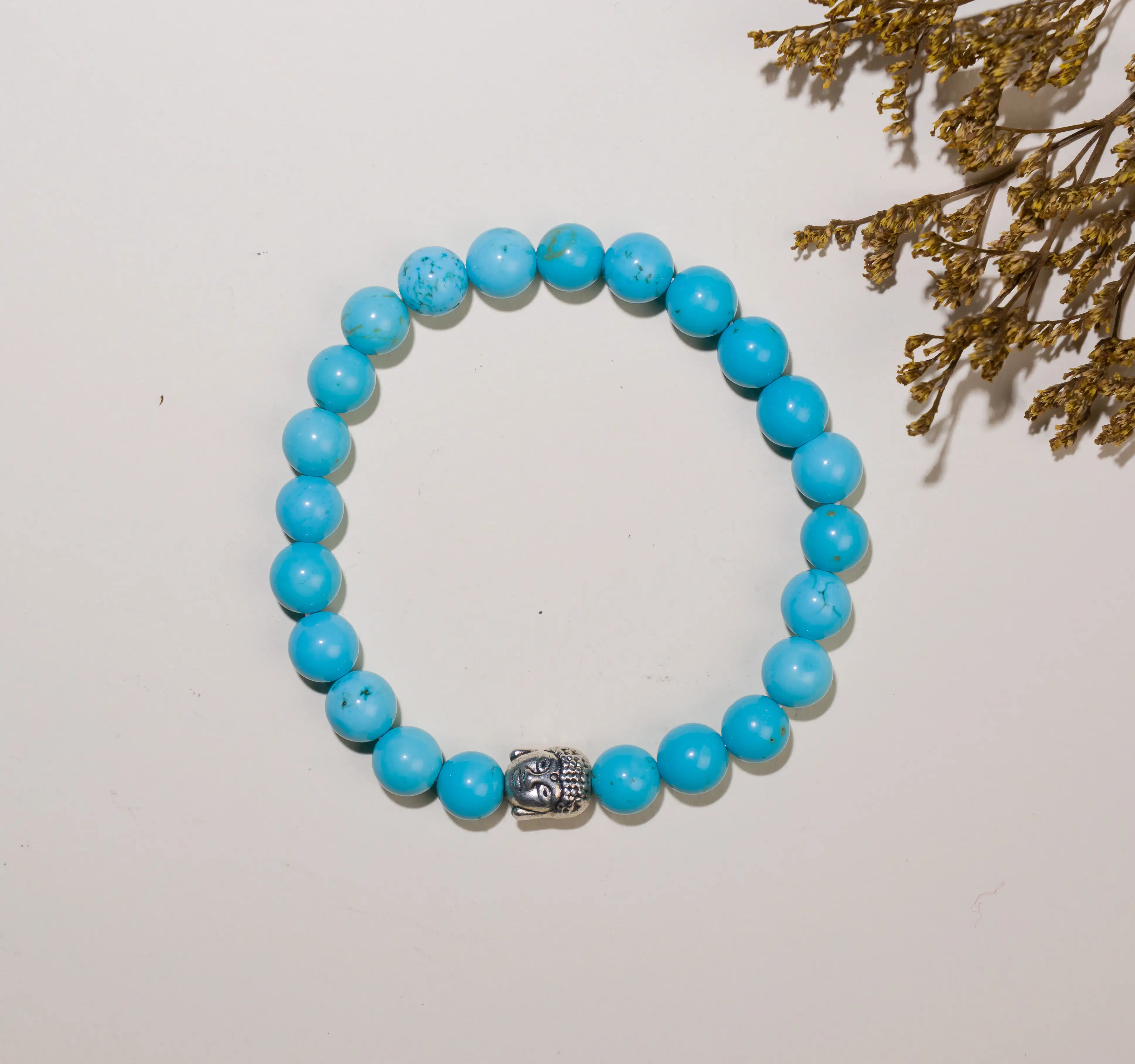 8mm Turquoise stone Crystal bracelet with buddha - image 2