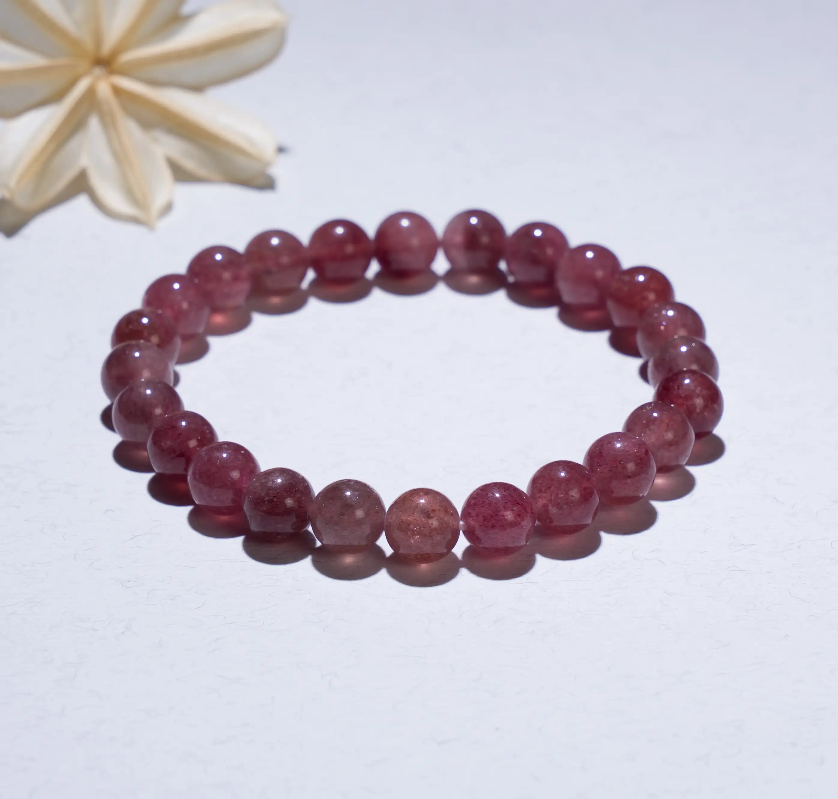 8mm Strawberry Quartz crystal bracelet - image 1