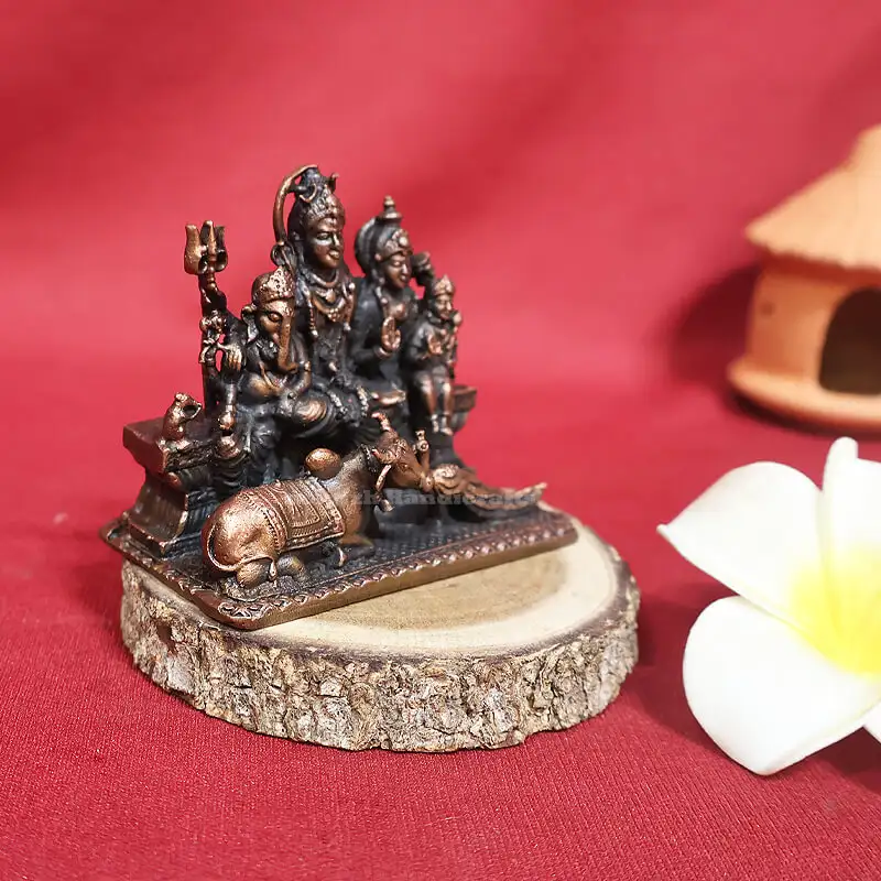 2.5 inches Copper Lord Shiva family idol - image 2
