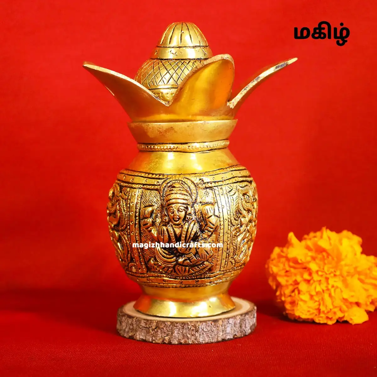 Brass Lakshmi Ganesha Kalasam - 6 inches - image 1