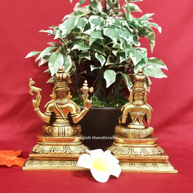 Brass Shiva Parvathi Idol 6 inches - image 2