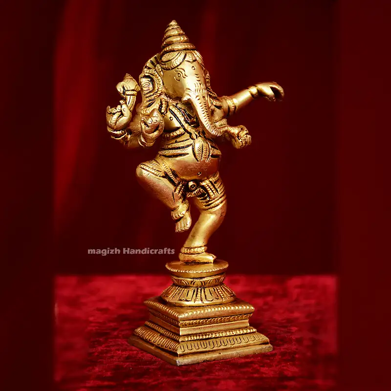 Brass Dancing Ganesha idol (6.5 Inches) - image 2