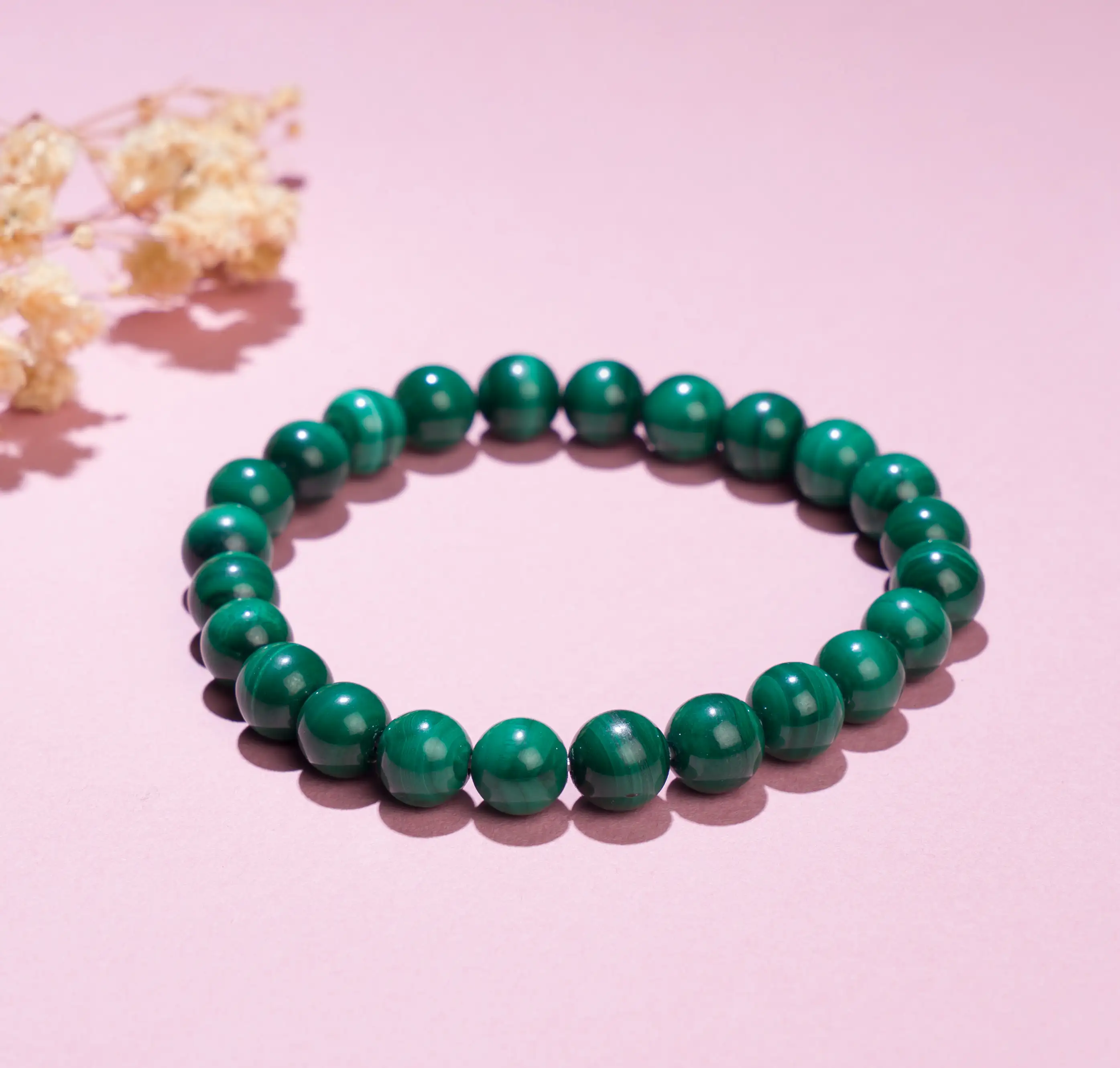 8mm Malachite Crystal Stone Bracelet - image 1