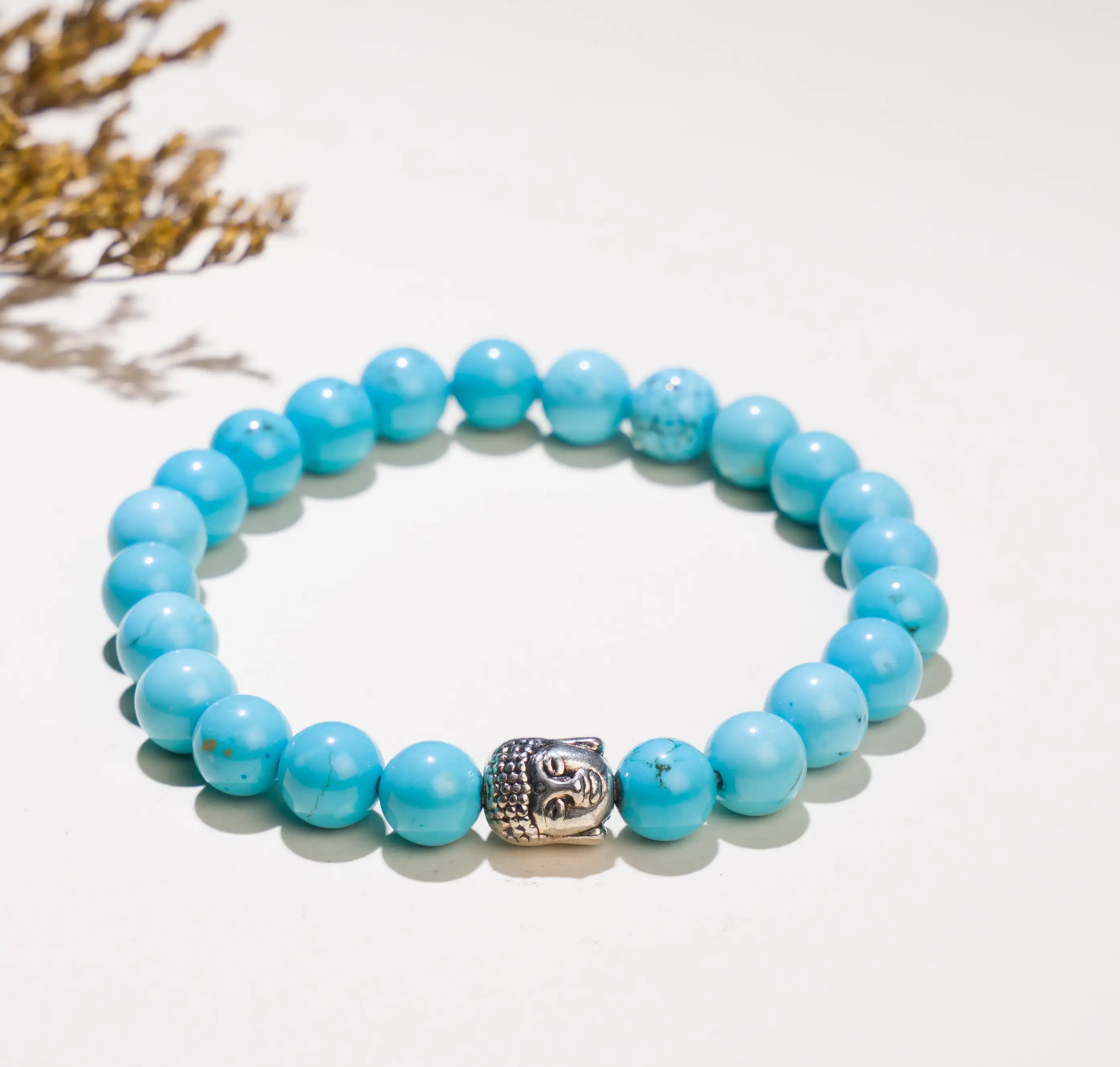 8mm Turquoise stone Crystal bracelet with buddha - image 1