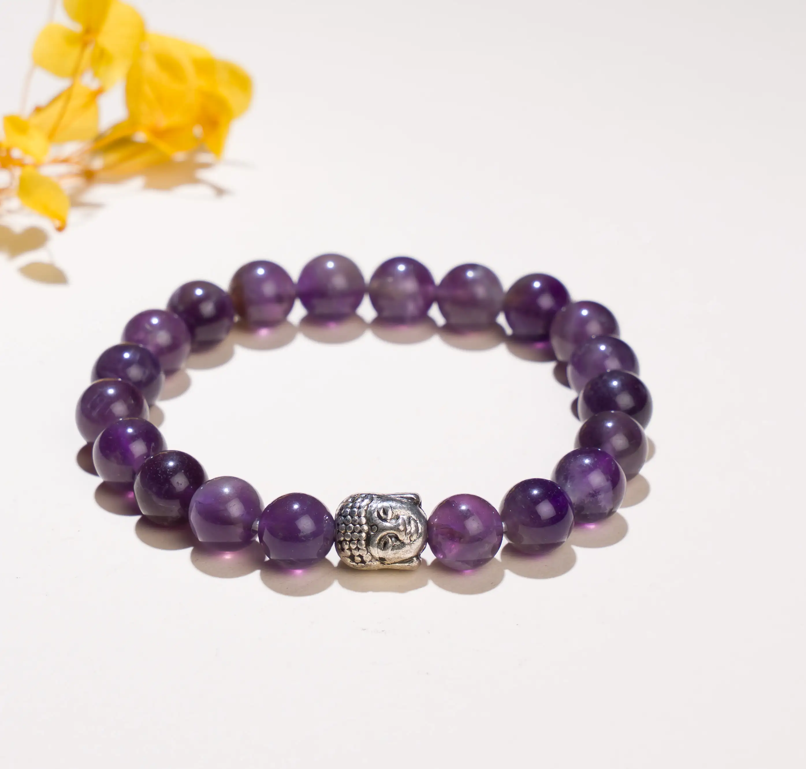 8mm Amethyst Crystal bracelet with buddha - image 1
