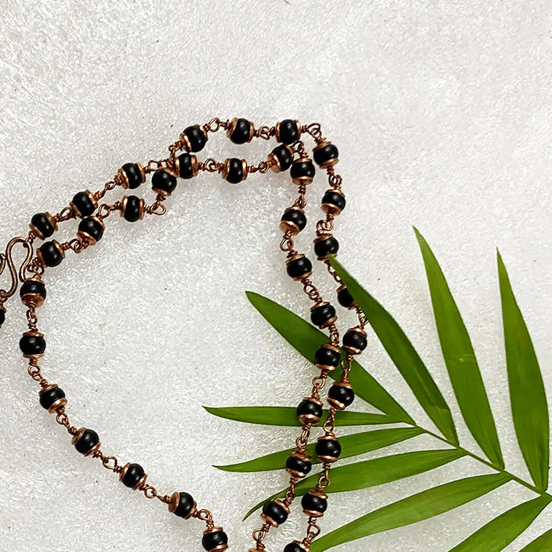 8mm Original karungali malai with copper cup - image 2