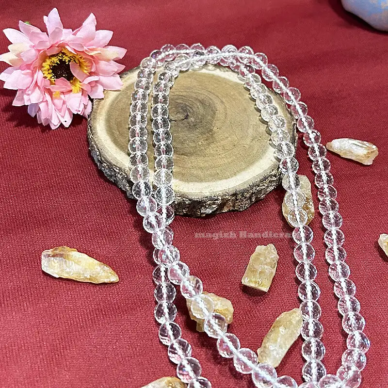 8mm Clear Crystal Spadika Malai Diamond Cut - image 1