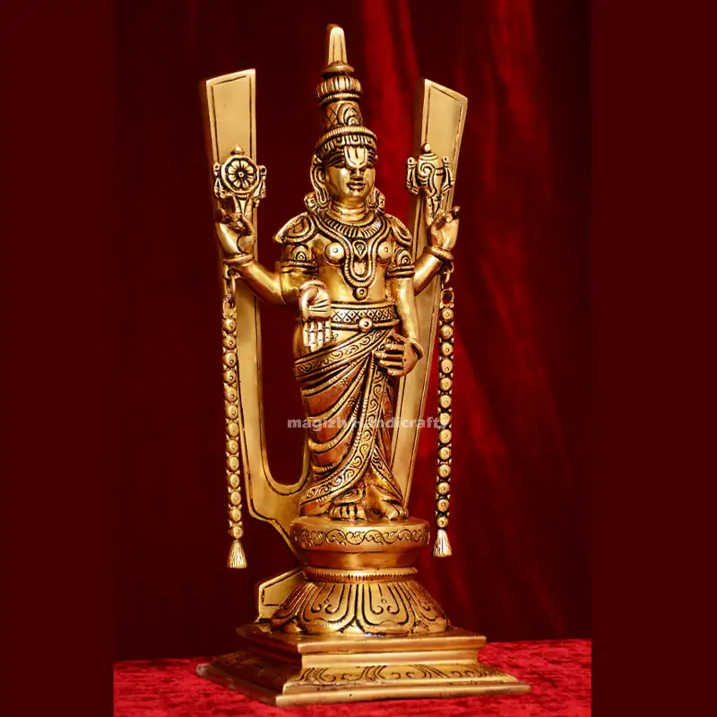 Brass Thirupathi Balaji Standing 14 inches - image 2