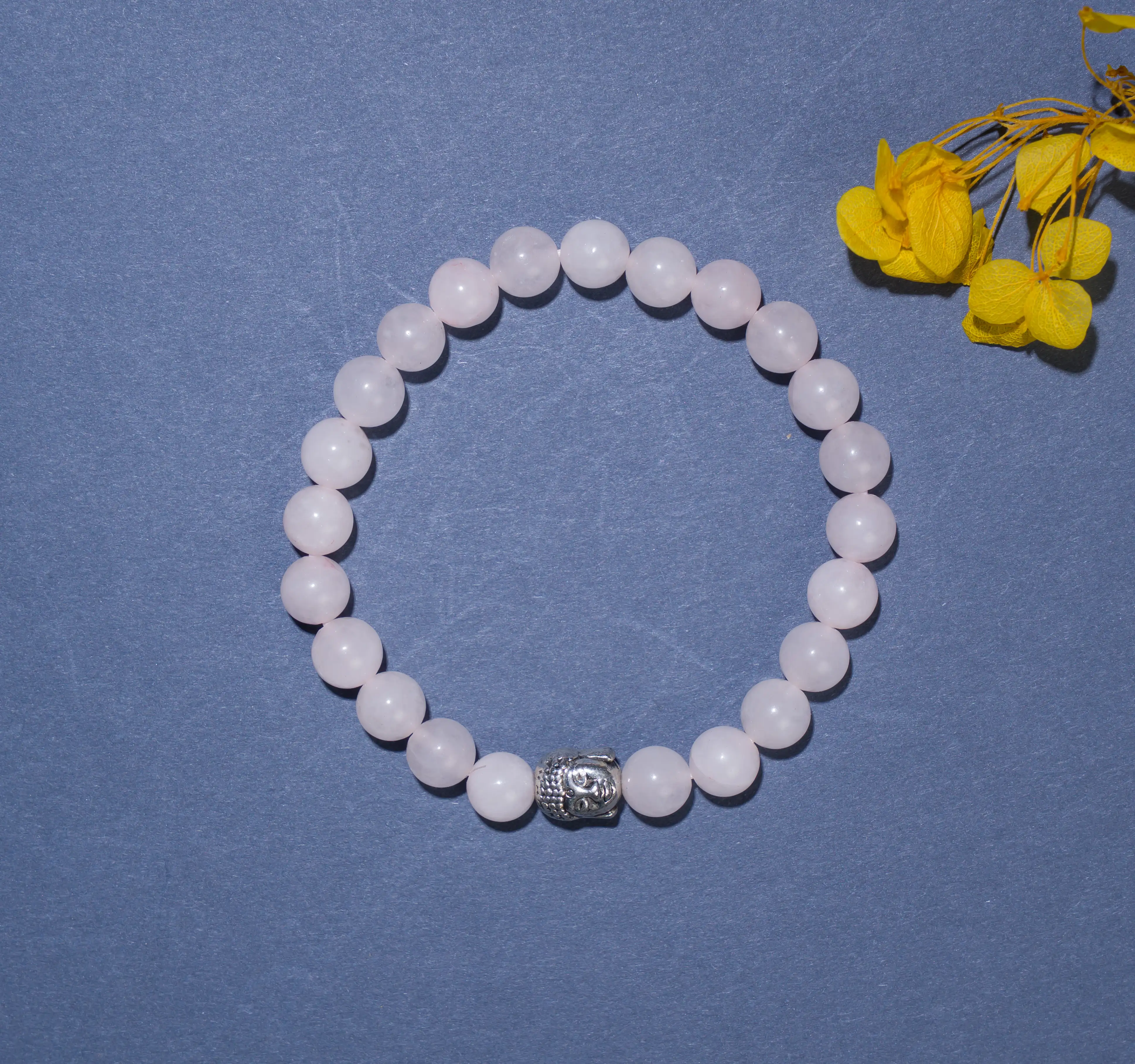 8mm Rose Quartz stone Crystal bracelet with buddha - image 2