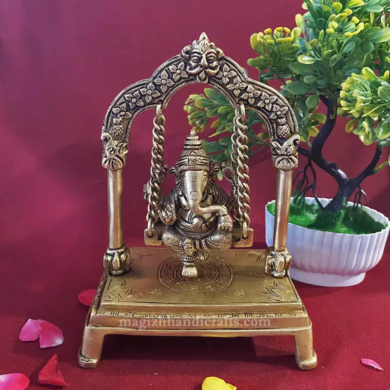 8 inches Brass Swing Ganesha idol - SC - image 1
