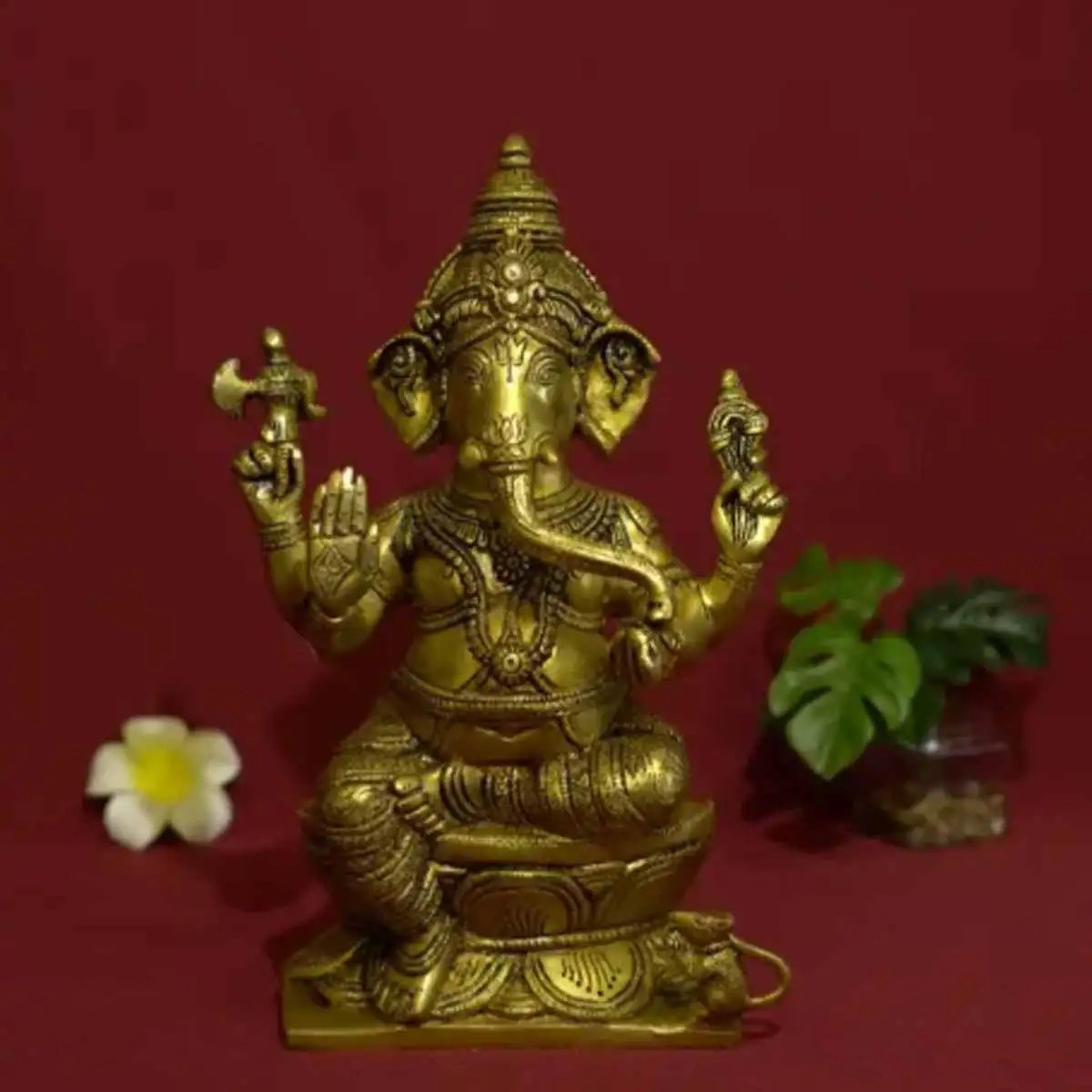 1 feet Grass Sitting pillayar Statue - image 1