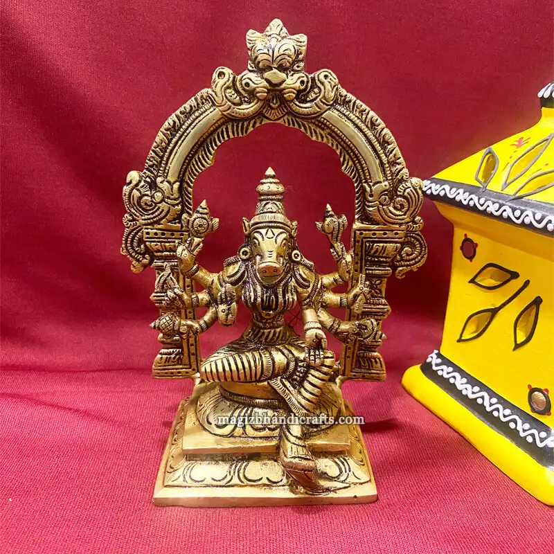 Brass Varahi Amman 6.5 inches with Frame - image 1