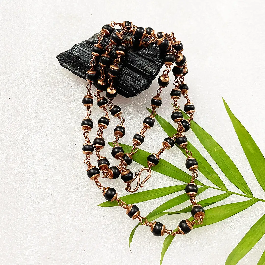 8mm Original karungali malai with copper cup - image 1