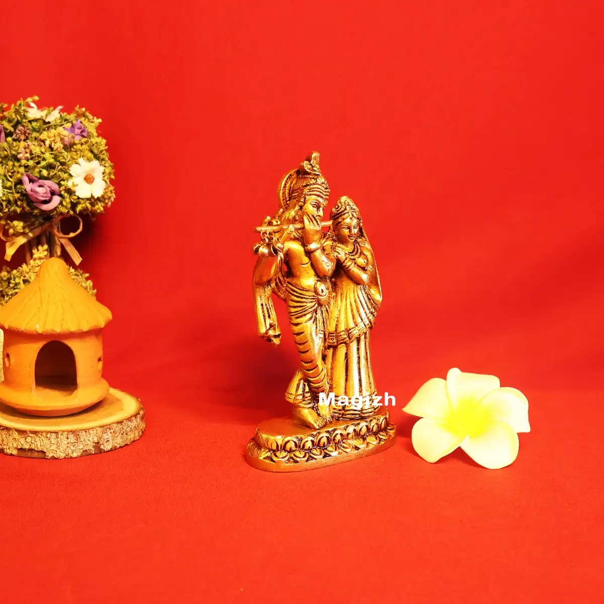 Brass Standing Radha Krishna idol 6 inches - image 2