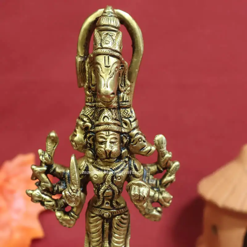 5.5 inches Brass 5 face Hanuman idol SC - image 2